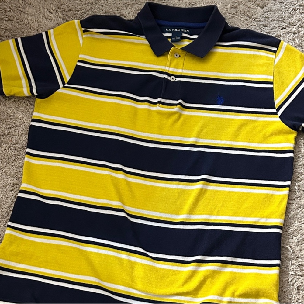 U.S. Polo Assn. Blue and Yellow Striped Shirt
